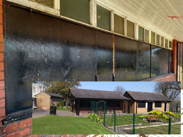 Under the canopy of the former Bowling Pavilion