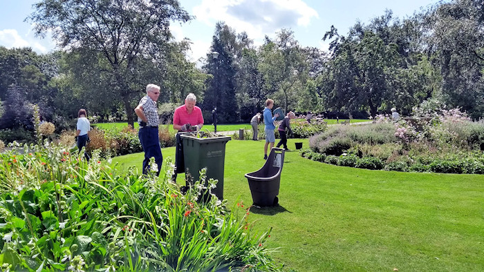 Working on the flowerbeds